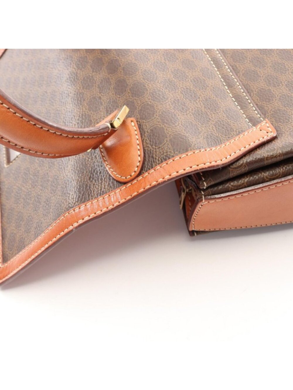 Celine Handbag Macadam 2-Way Dark Brown Canvas Leather Top Handle - Picture 12 of 12